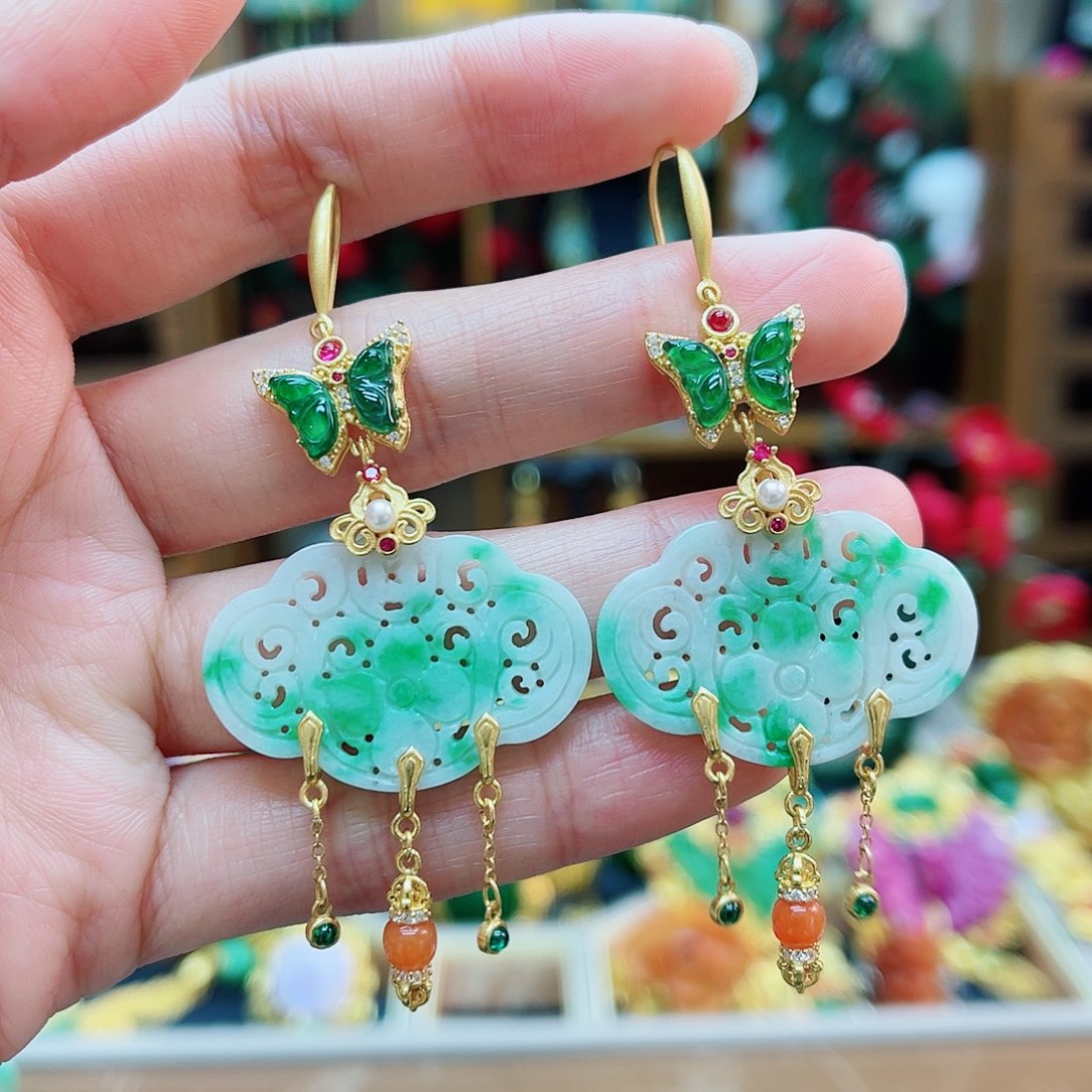 合金翡翠耳饰48小时鉴赏期1