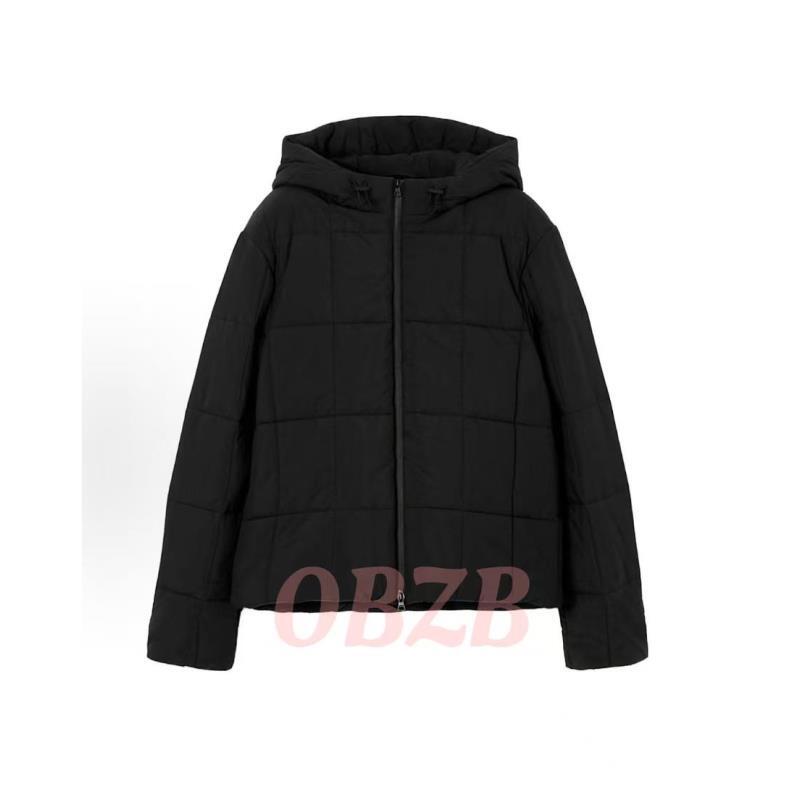 OBZB【B男女同款棉服】黑色连帽修身舒适百搭休闲棉服  8811