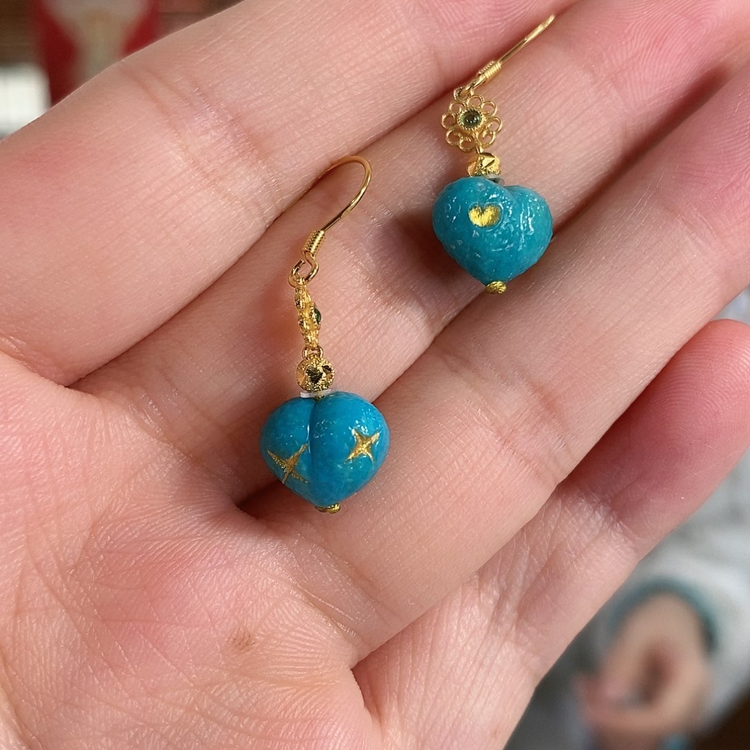 绿松石银S925镀金镶嵌珠宝奇石