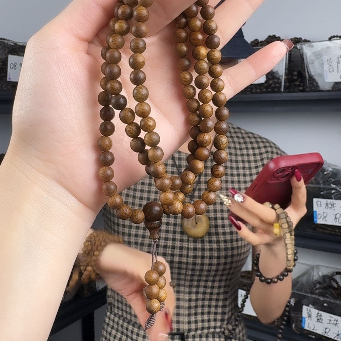 沉香香囊沉香黄棋楠圆珠多圈卡07发一沉水级