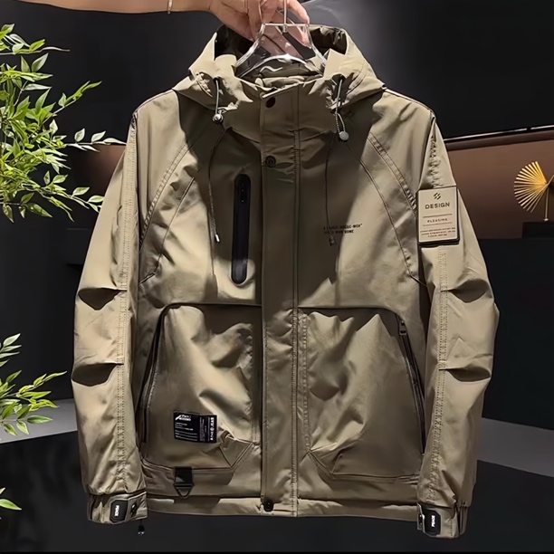 秋冬季男士二棉外套秋冬季痞帅流行时尚潮牌宽松连帽工装夹棉棉服