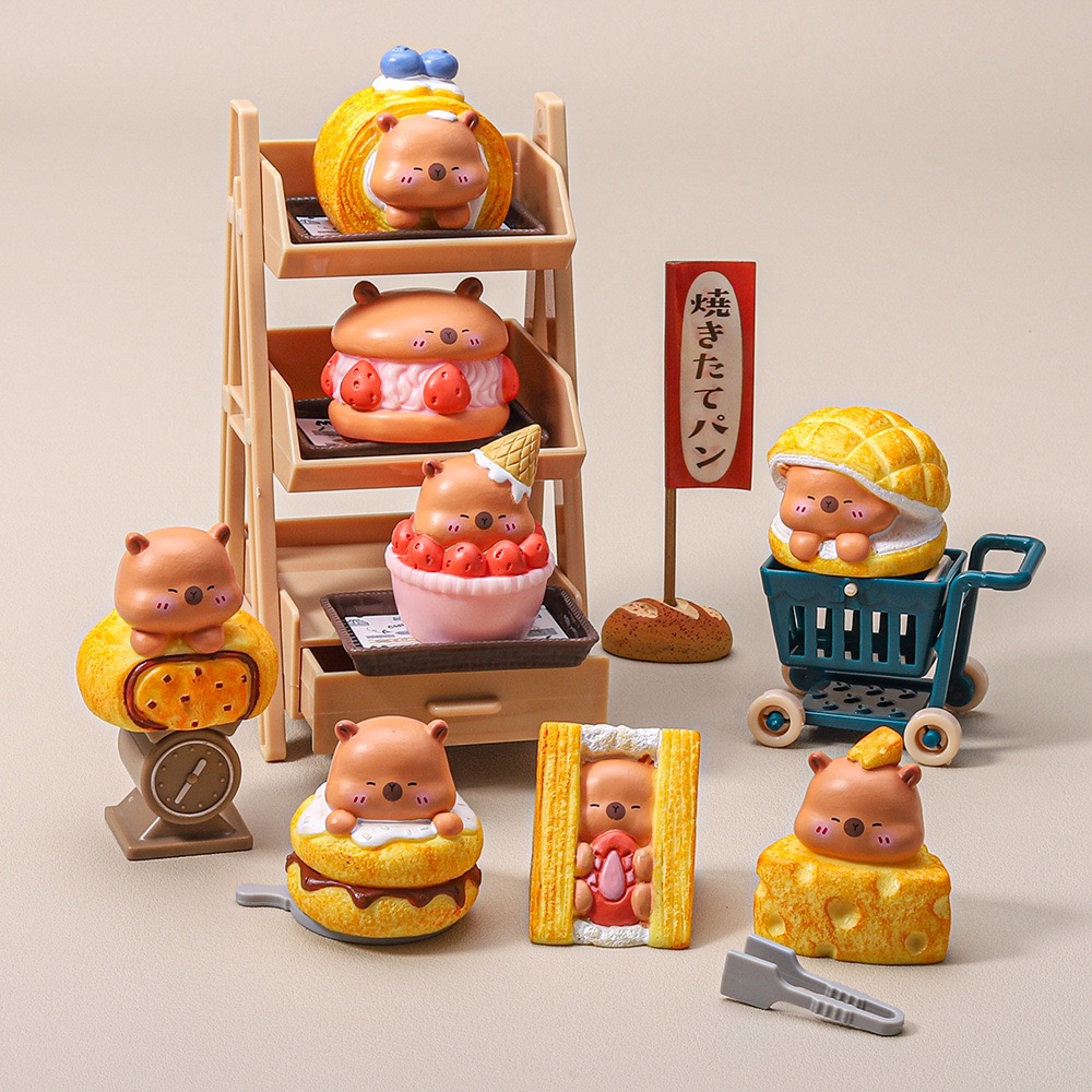 【卡皮巴拉食玩】九宫格diy潮玩树脂摆件