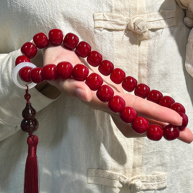 铜合金亚克力手链新年礼物新年红手持静心古风