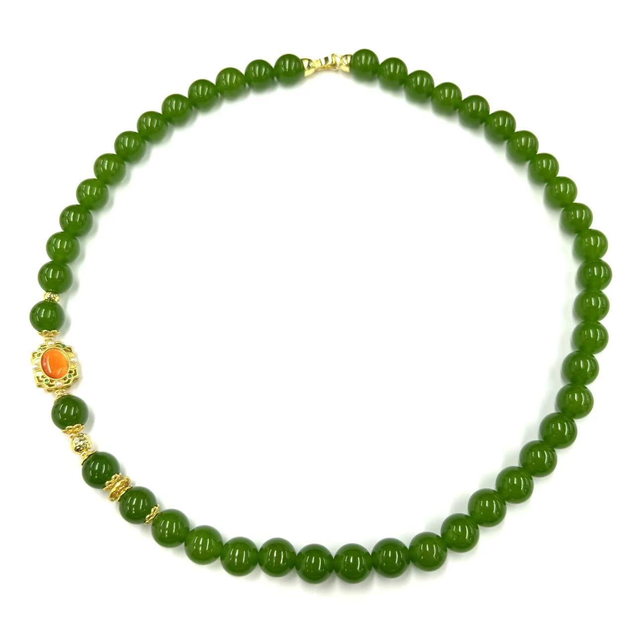 x645-国风设计款金宝绿圆珠项链-赠礼盒