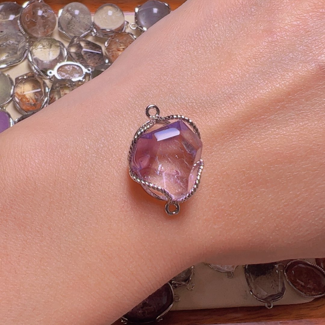 水晶手链银S800镀金镶嵌雅*