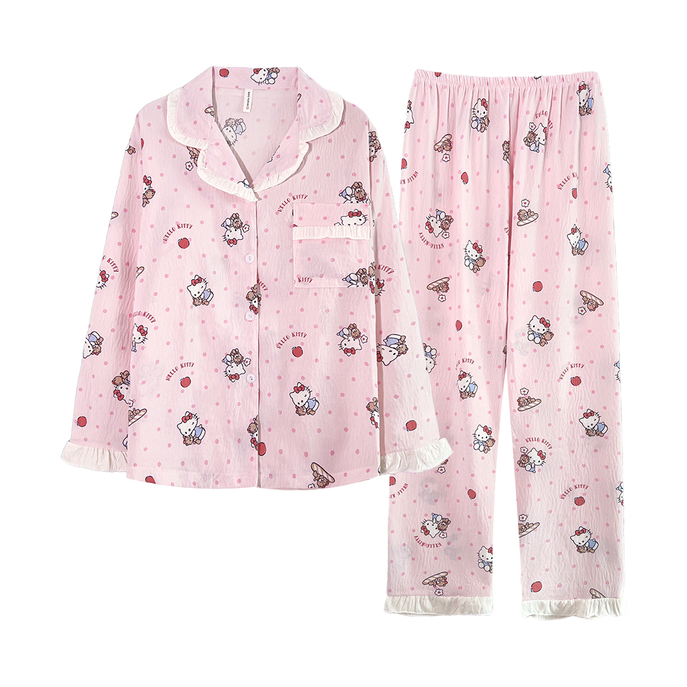 【苹果Kitty】云感细纱棉新款ins卡通睡衣女春秋天冬季家居服