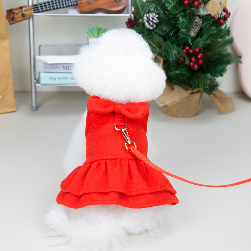 宠物服装狗狗衣服秋冬喜庆新年棉裙宠物圣诞衣服棉衣