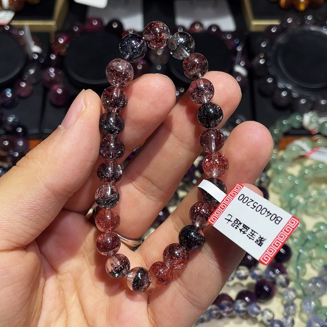 烟晶手链银S925镶嵌聚宝盆超七8.2