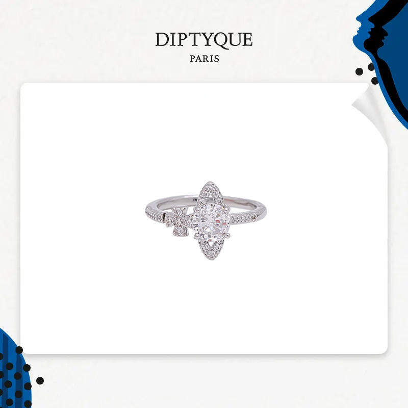 Diptyque「土星系列 」镀K金 锆钻开口戒L4-1
