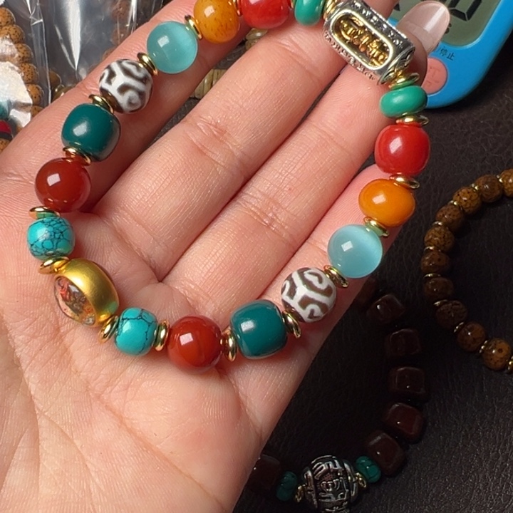 凤眼菩提吊坠单圈手串