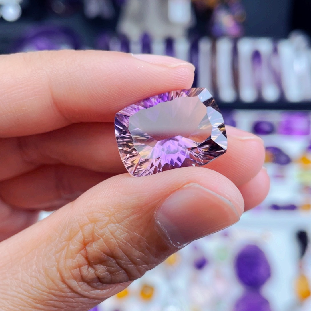 水晶工厂精品定制紫黄晶裸石未镶嵌