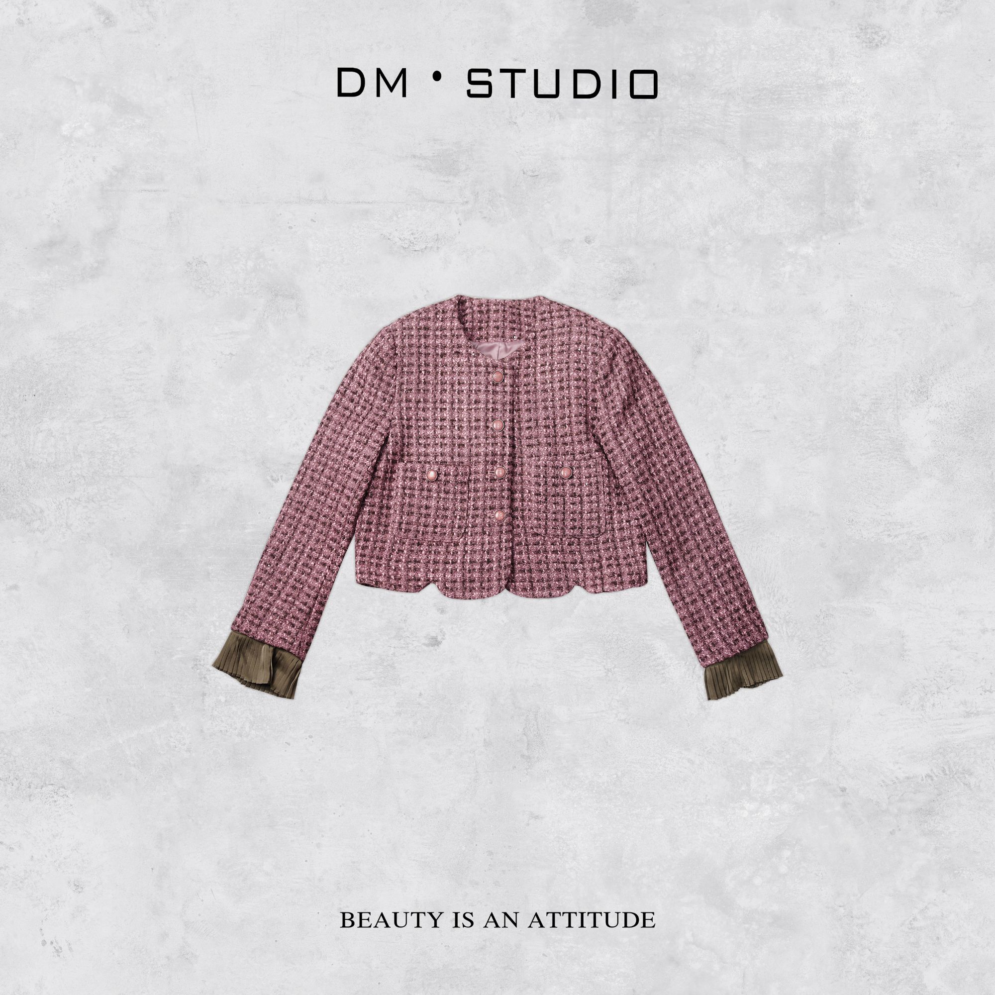 DEDM-DM•STUDIO/轻奢气质小众粗花呢羊毛混纺小香外套（AC24396-2）