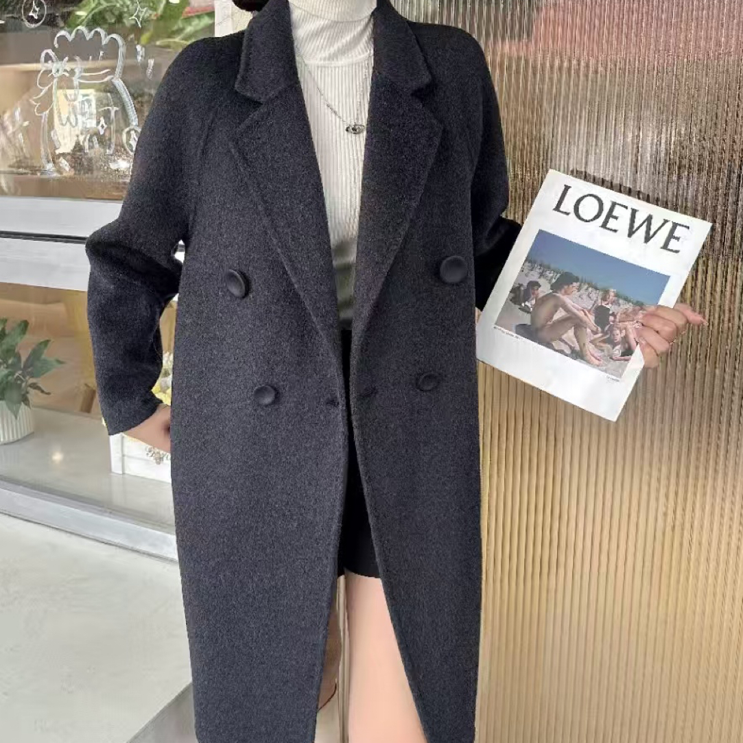 【甲木力推】双面羊绒大衣中长款/玫1315