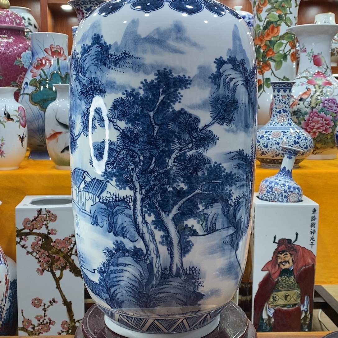 摆件家**宝景德镇陶瓷青花冬瓜瓶