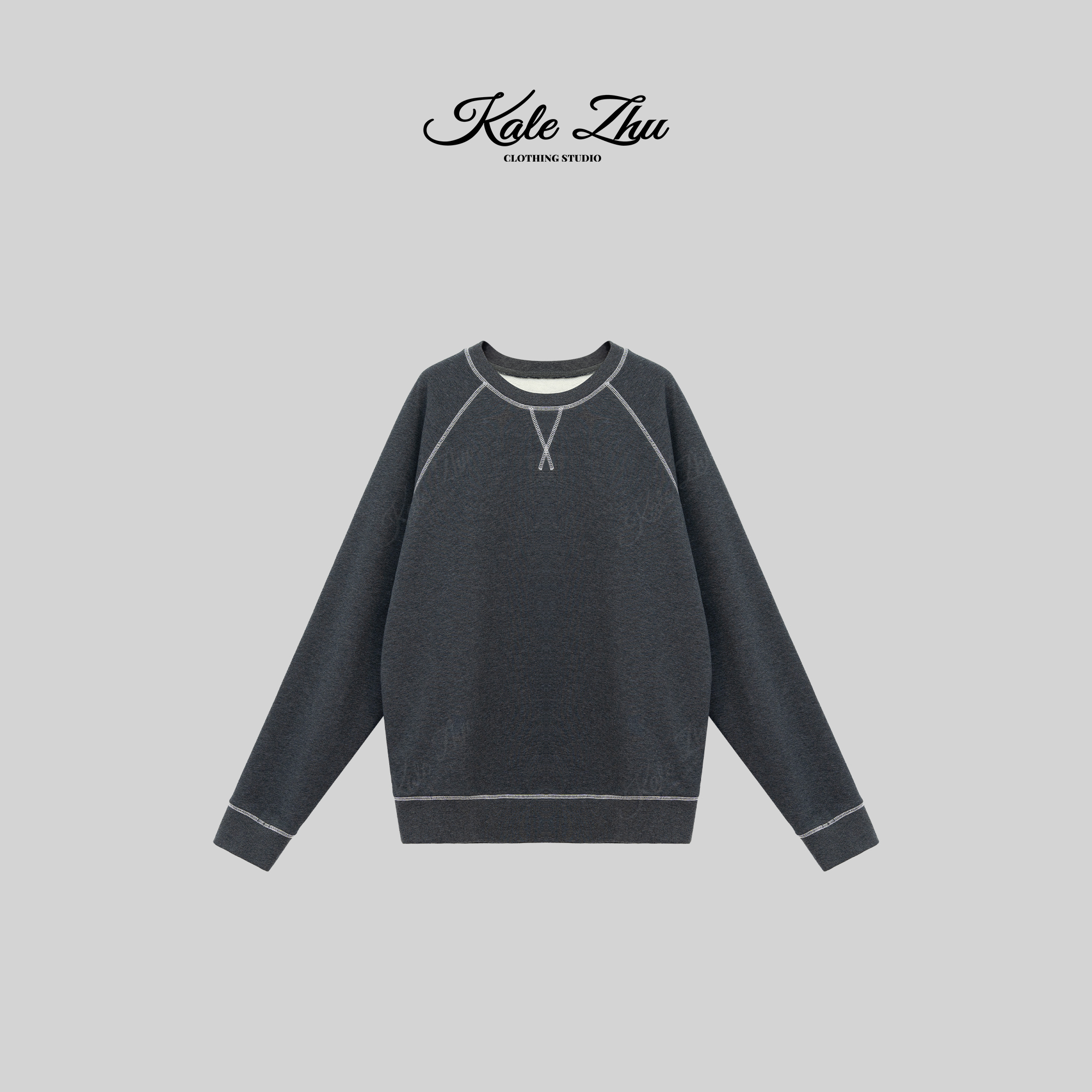 【KALE ZHU】 “撞色明线”350G圆领卫衣 KZZA4U112