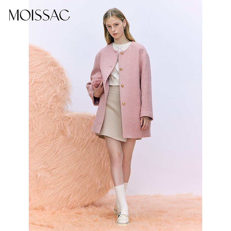 【蒋千金】MOISSAC摩萨克冬法式复古千金温柔粉红外套MTDD72202
