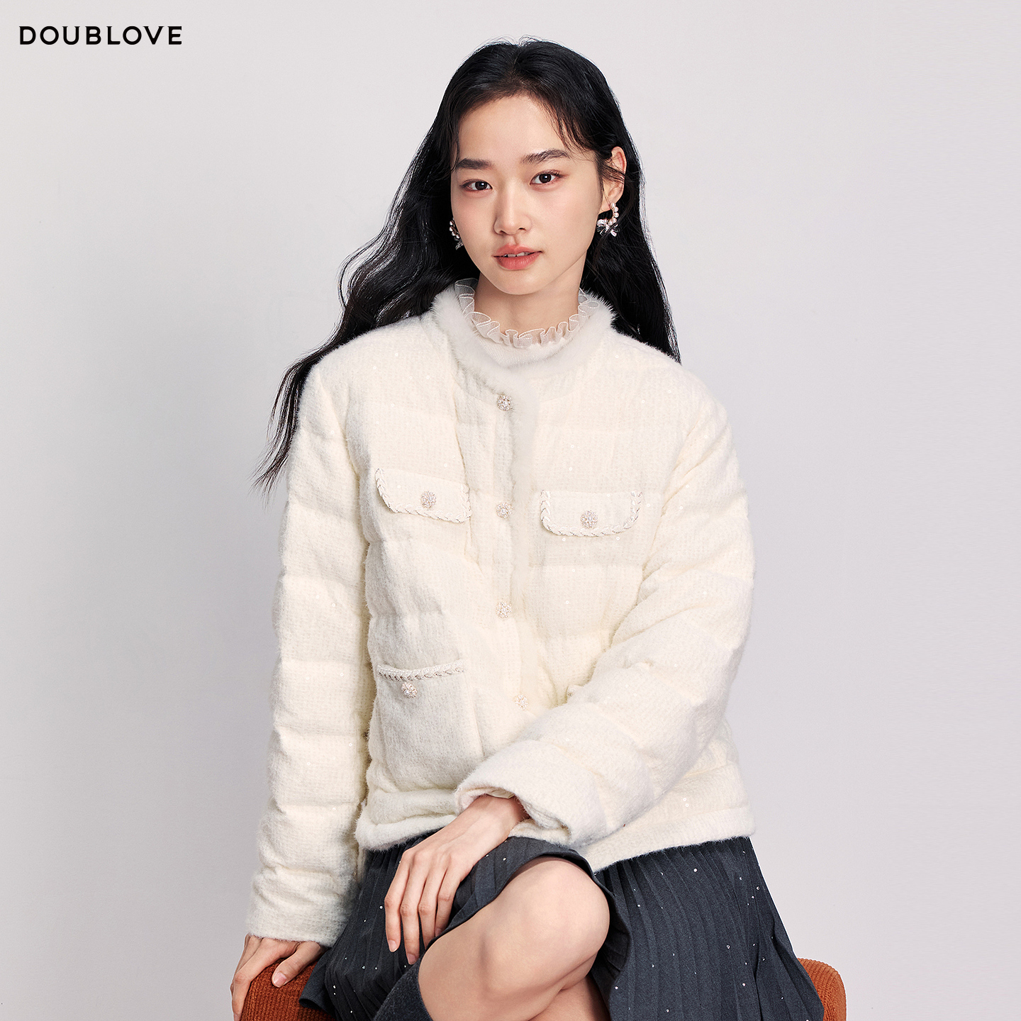 【暖意小香风】甜美千金风羽绒服短款外套DOUBLOVE贝爱2025冬季新款