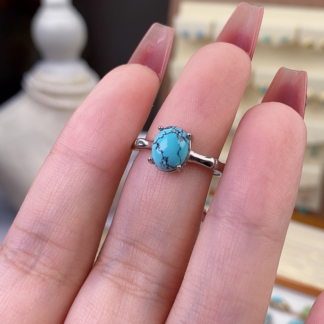 绿松石戒指银S925镶嵌