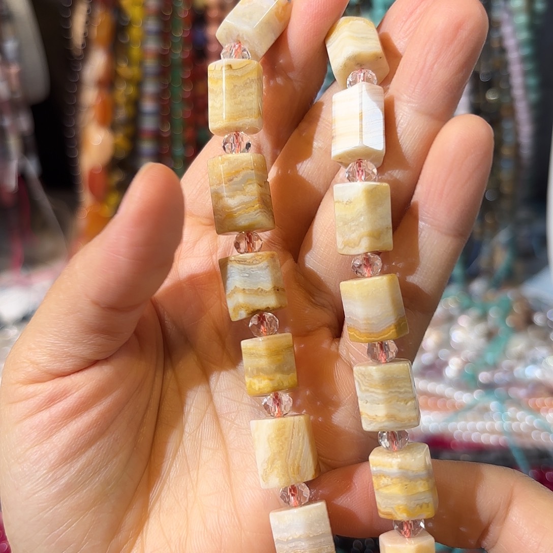 玛瑙/玉髓未镶嵌珠宝半成品黄玻斯玛瑙卡12-13拍2单发1条