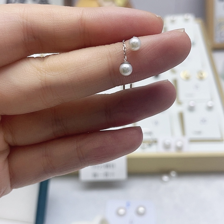 淡水珍珠耳饰银S925镶嵌美***艺