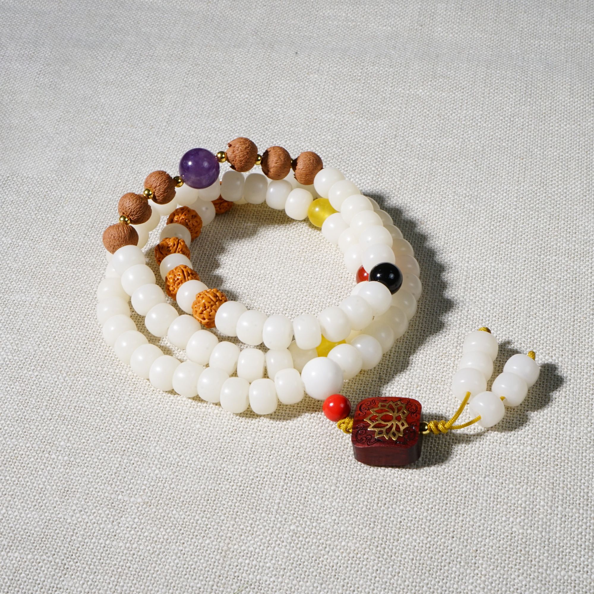 冬藏·敬悟合鸣白玉菩提三圈手串 手工国风民族风隔珠