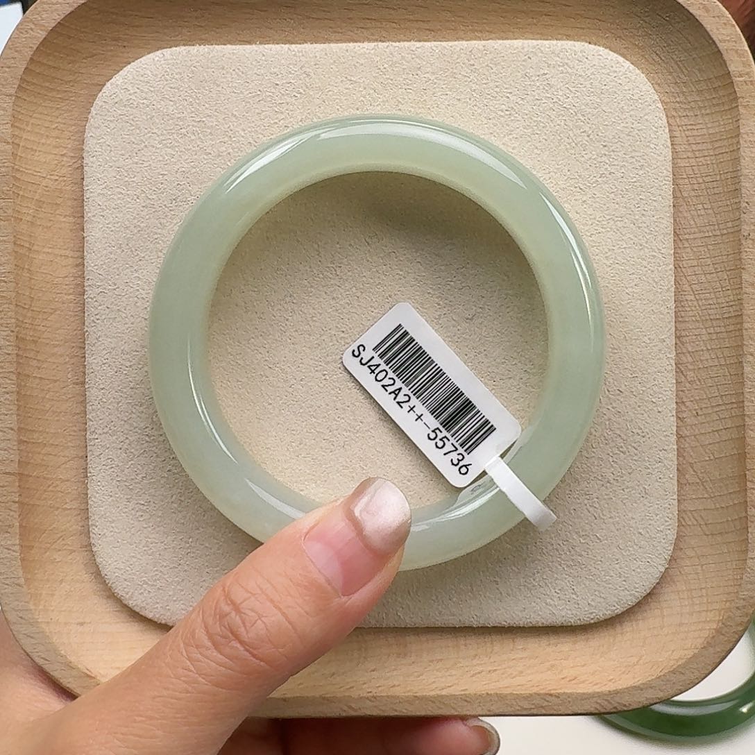 和田玉未镶嵌手镯55薄荷绿