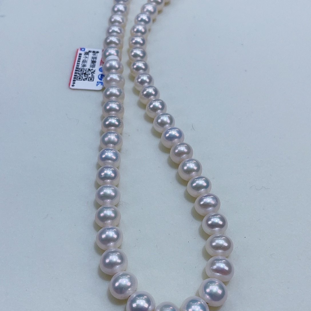 淡水珍珠颈饰银S925镶嵌9/10透亮冷青无核干净新品