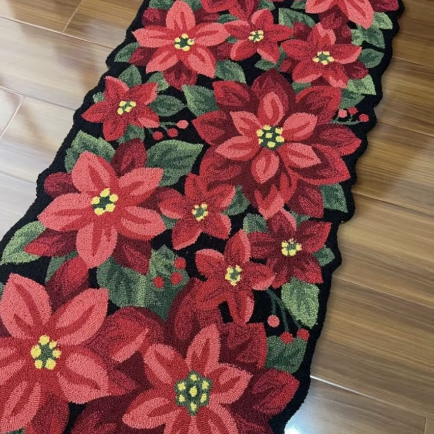 手工枪刺地毯红色大花