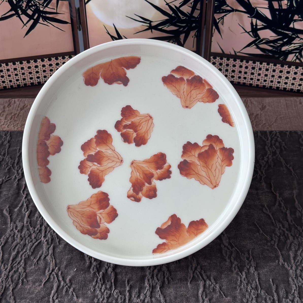 【立勤堂】手工手绘矾红白菜（百财）壶承