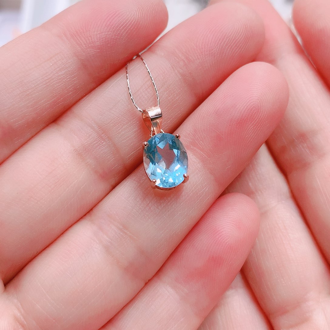 海蓝宝石吊坠(不含链)银S925镶嵌