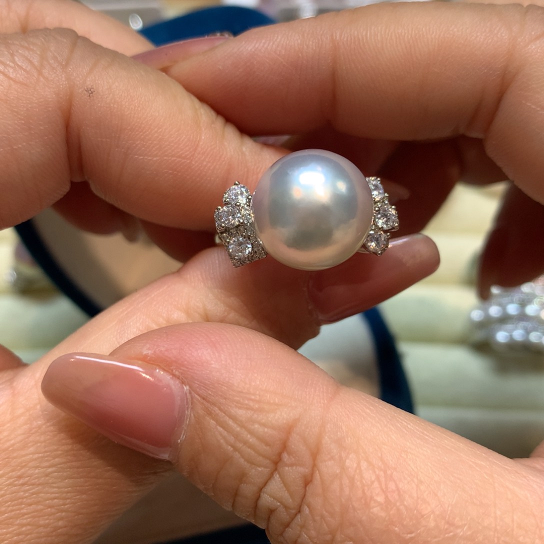 海水珍珠戒指银S925镶嵌
