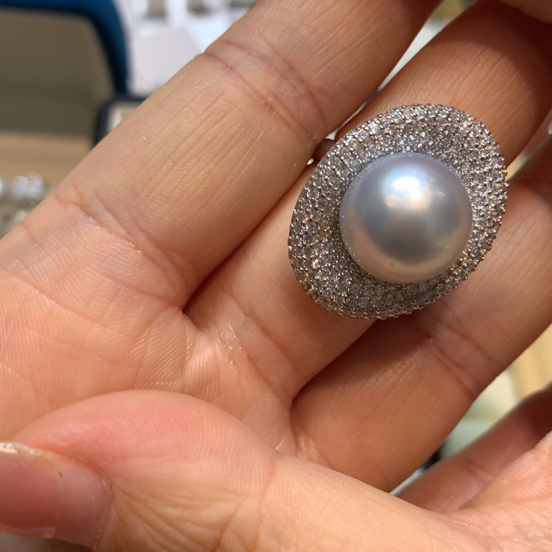 海水珍珠戒指银S925镶嵌
