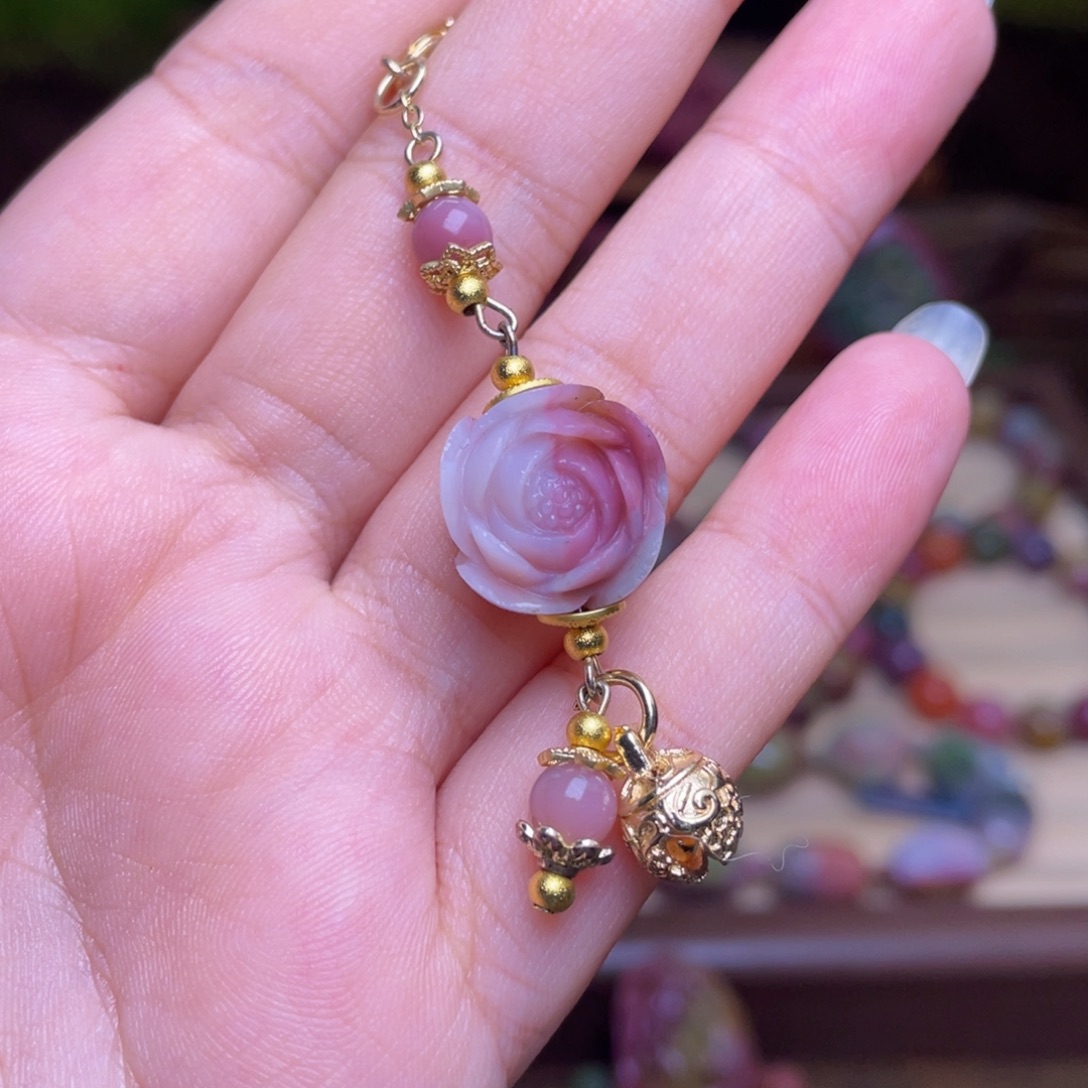 玛瑙/玉髓吊坠(赠链)合金盐源玛瑙牡丹花设计款提留