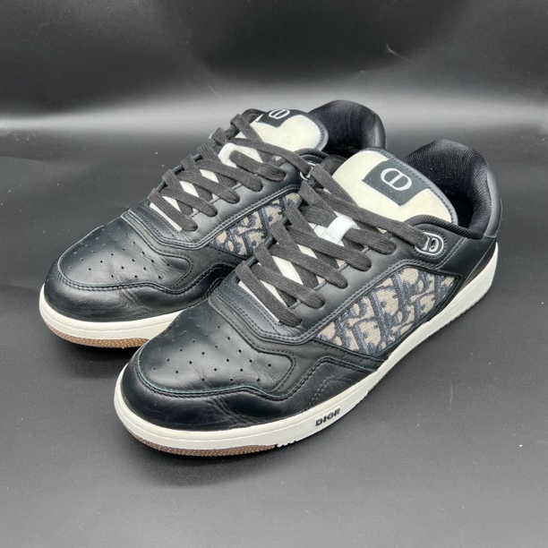 95新 DIOR/迪奥 黑灰休闲鞋侧面满印logo低帮 奢lp 43欧