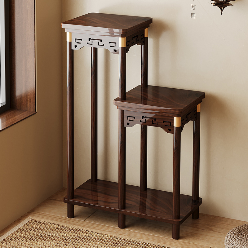 中式实木盆栽花架多层置物架客厅阳台落地花台花盆架2024新款室内