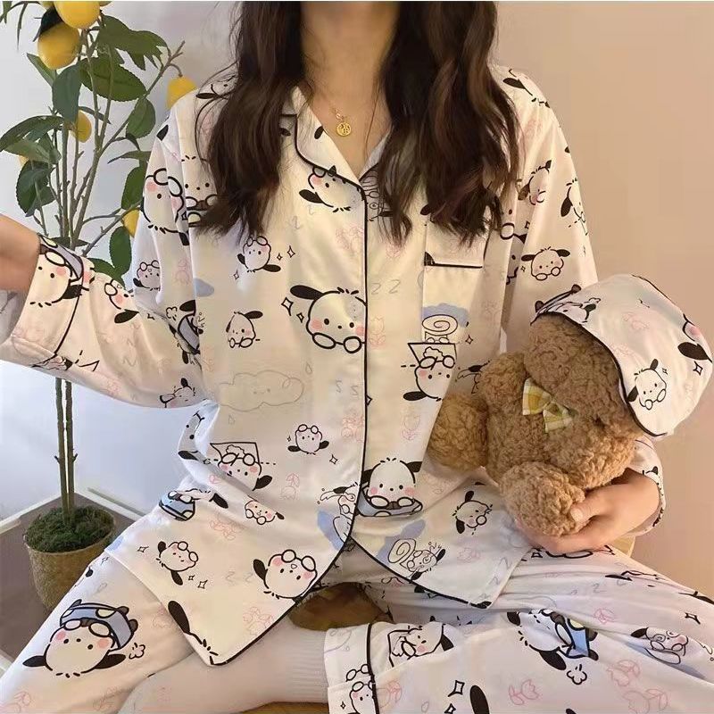 日系ins帕恰狗长袖睡衣女春秋新款学生甜美卡通可外穿家居服套装