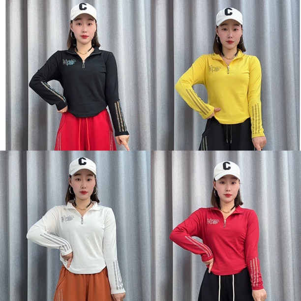 CX新品秋冬磨毛薄薄绒闪钻修身T恤1123