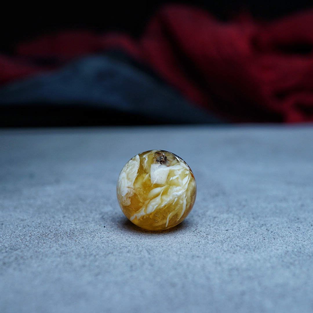 【段掌柜·15.0mm虎皮妖花金白瑕疵款】天然原矿琥珀蜜蜡圆珠
