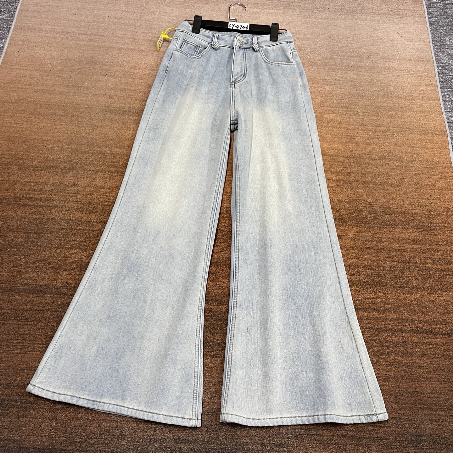 #C9-4746 加绒-厚绒 浅蓝美式超飒不贴腿喇叭裤 无弹（不换退）