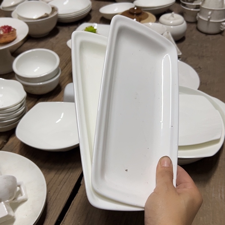 国营尾货骨瓷长盘一对