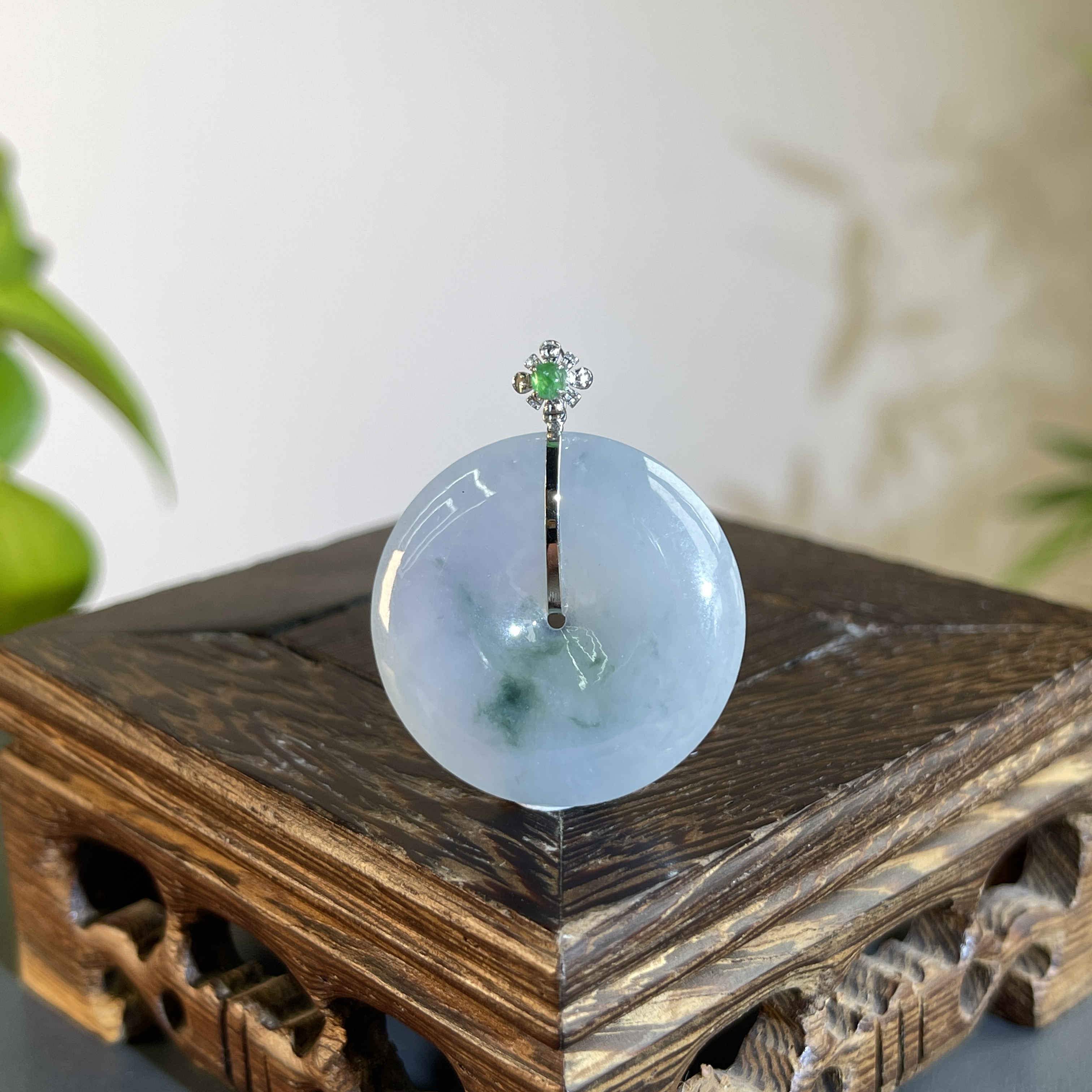 JCA26-96  天然缅甸A货翡翠 18K金平安扣