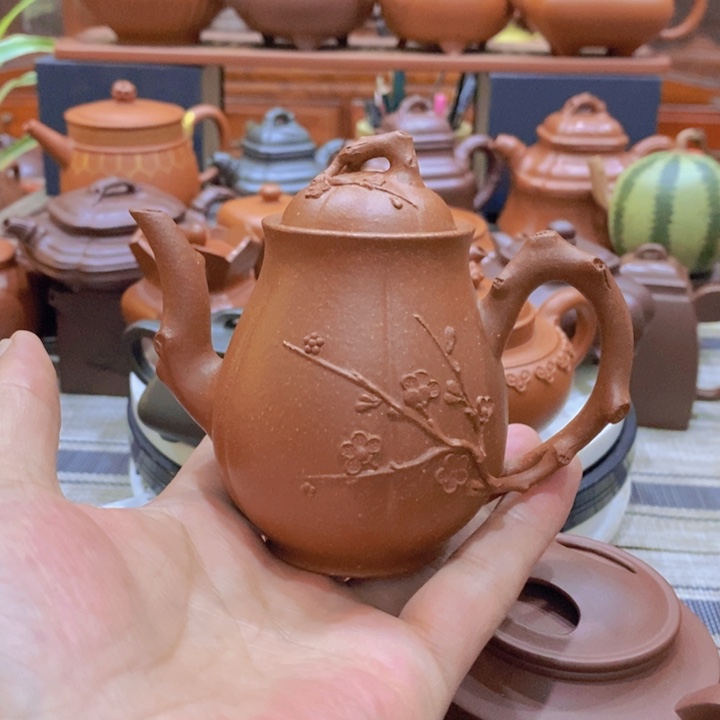 紫砂茶壶傲梅神韵180cc原矿宝山红降坡泥