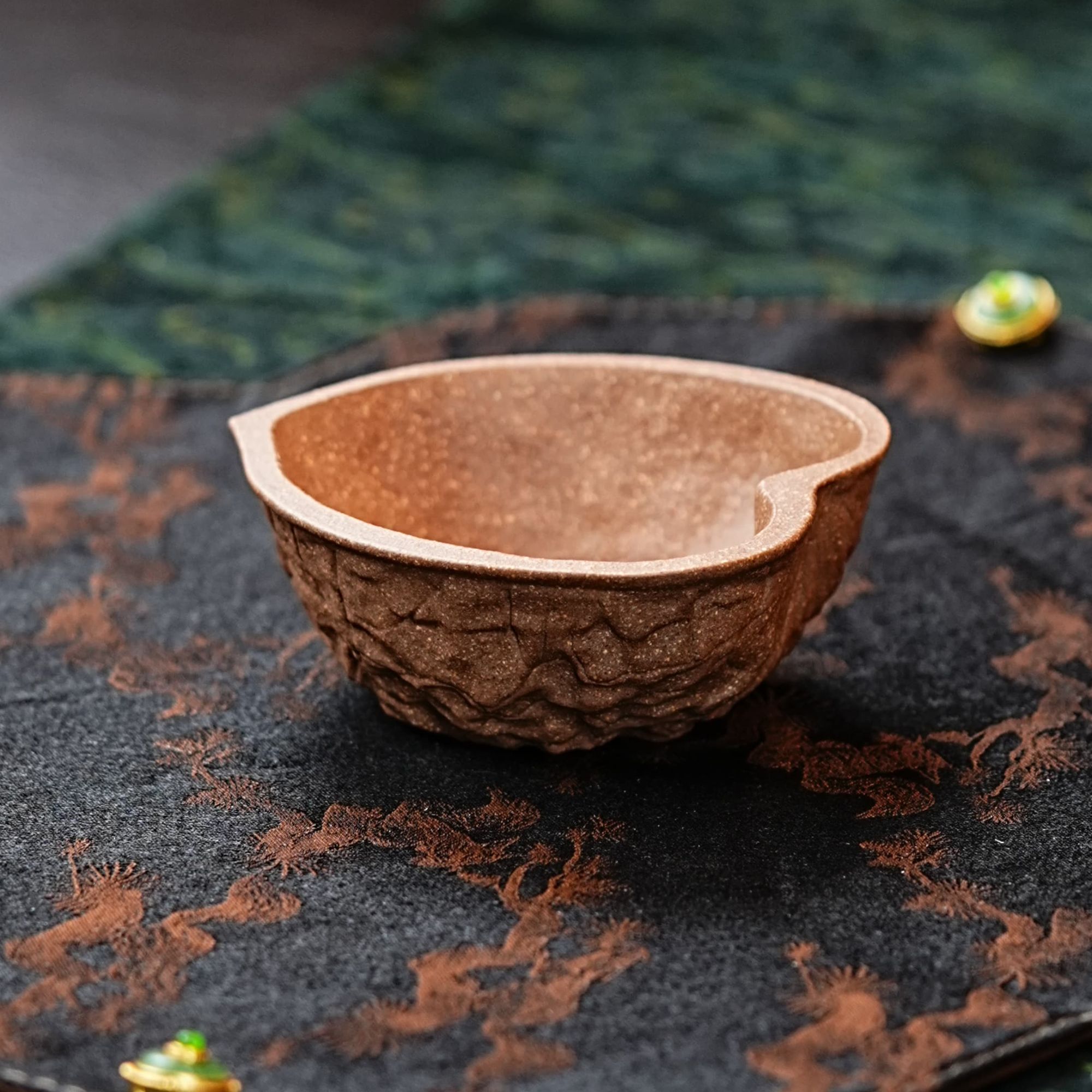 宜兴正宗紫砂老青段核桃杯主人杯纯手工隔热茶道全手工