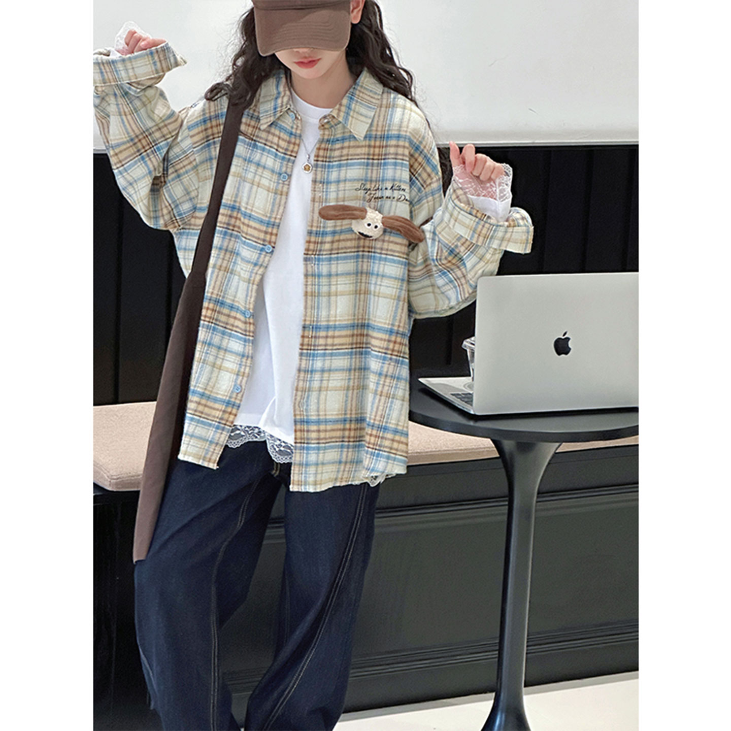 【新品】K29339孙小美韩系女童格子衬衫2025秋装儿童上衣外套春秋