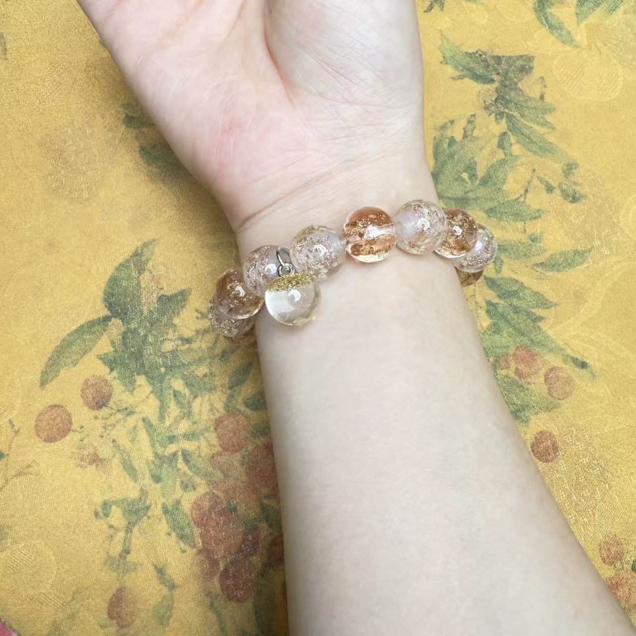 合金手链  S1173-夜光香灰粉琉璃1.2*17