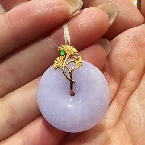 翡翠18K金镶嵌吊坠(不含链)