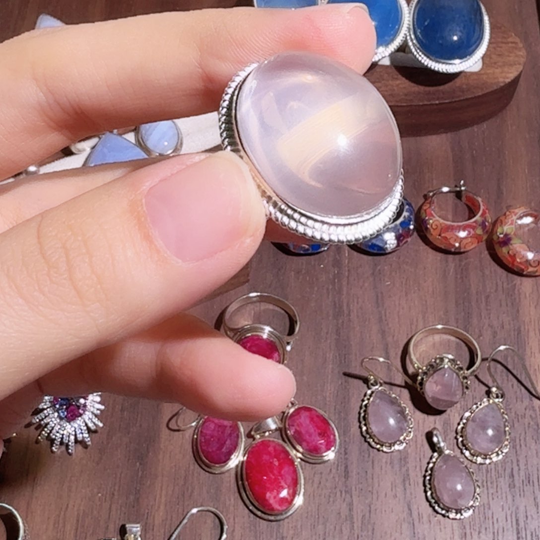 1碧玺（处理）粉晶戒指