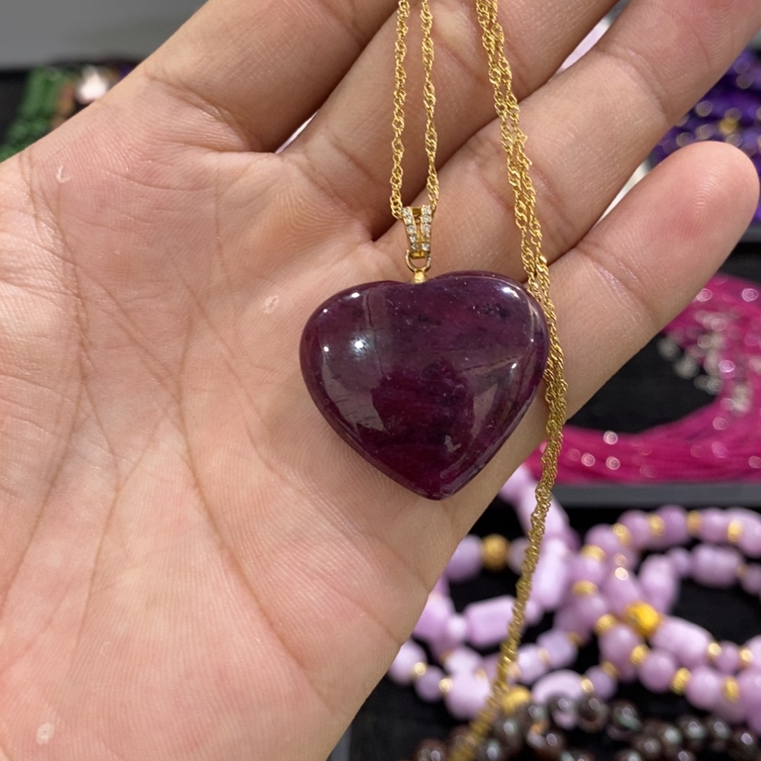 红宝石吊坠银S925镶嵌