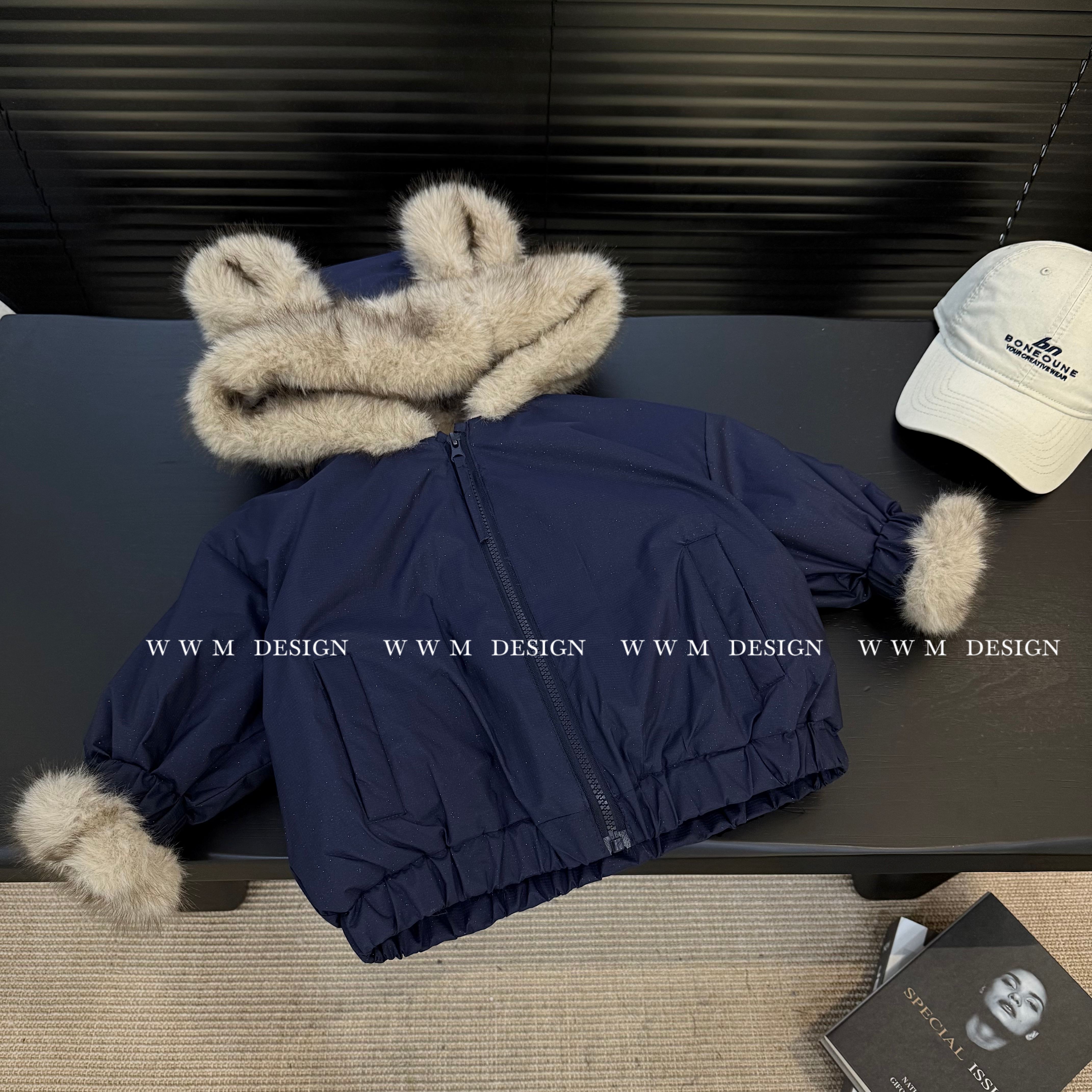 【现货】【文文妈】2025秋冬加绒外套新款休闲时尚深色儿童韩版棉服