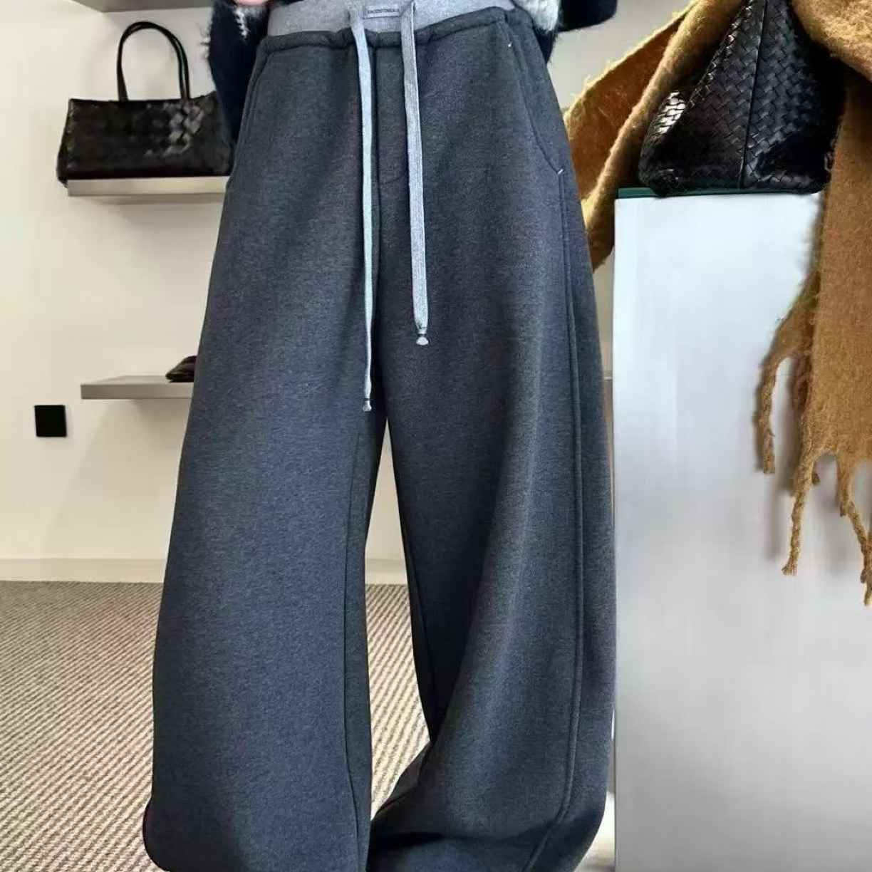 【动感少女】加绒加厚高腰两穿休闲卫裤9002